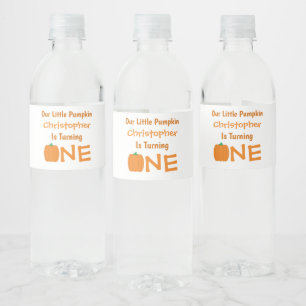 Little Pumpkin 1st Birthday Water Bottle Label