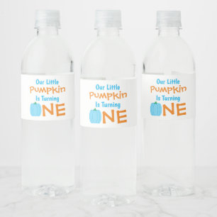 Little Pumpkin 1st Birthday Water Bottle Label