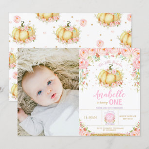 Little Pumpkin 1st First Birthday Invitation Photo