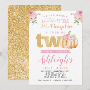 Little Pumpkin 2nd Birthday Invitation