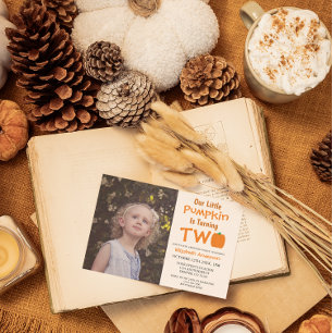 Little Pumpkin 2nd Birthday Invitation