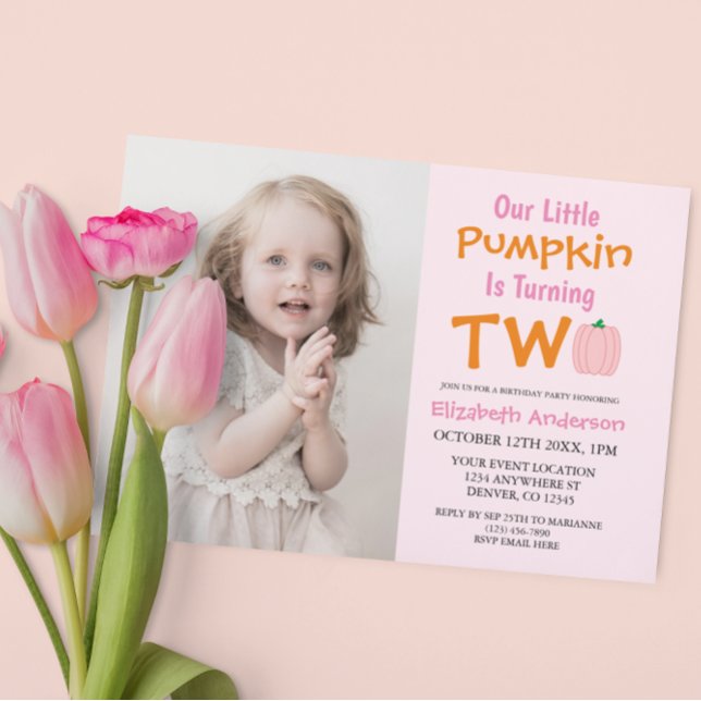 Little Pumpkin 2nd Birthday Invitation (Creator Uploaded)