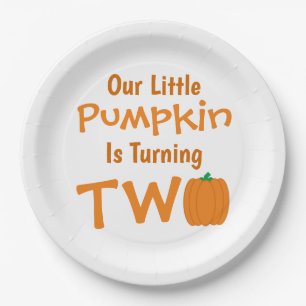 Little Pumpkin 2nd Birthday Paper Plate