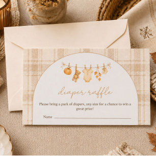 Little Pumpkin Autumn Baby Shower Diaper Raffle Card