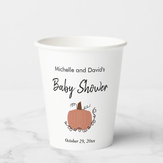 Little Pumpkin Autumn Baby Shower  Paper Cups (Front)