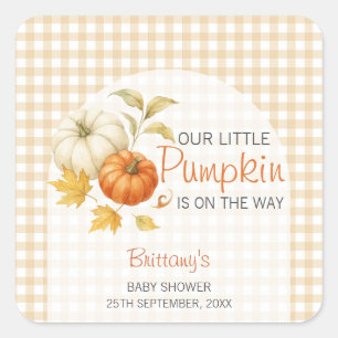 Little Pumpkin Autumn Baby Shower Square Sticker