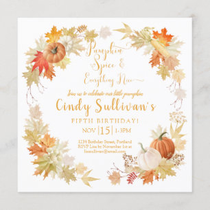 Little Pumpkin Autumn Birthday Party Invitation