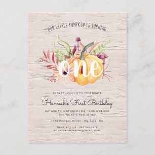 Little Pumpkin Autumn Birthday Party Invitation Postcard