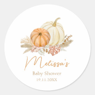 Little Pumpkin Autumn Boho Fall Floral Baby Shower Classic Round Sticker