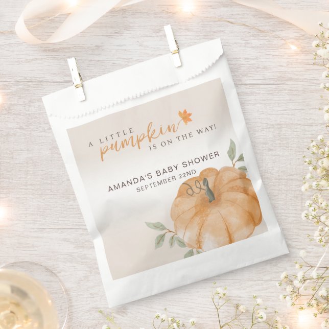  Little Pumpkin Autumn Fall Baby Shower  Favour Bag (Clipped)