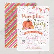 Little Pumpkin Autumn Fall Baby Shower Invitation
