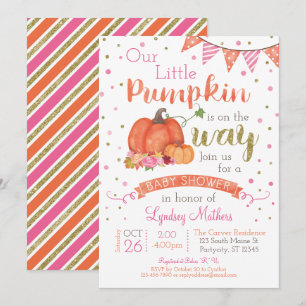 Little Pumpkin Autumn Fall Baby Shower Invitation