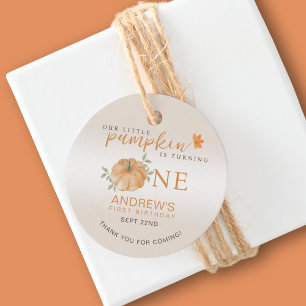  Little Pumpkin Autumn Fall First 1st Birthday Favour Tags