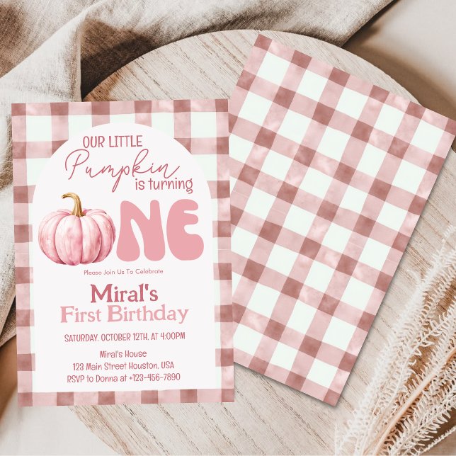 Little Pumpkin Autumn Fall First 1st Birthday  Invitation (Creator Uploaded)