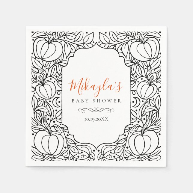 Little Pumpkin Autumn Fall Halloween Baby Shower Napkin (Front)