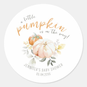 Little Pumpkin Autumn Fall Watercolor Baby Shower Classic Round Sticker