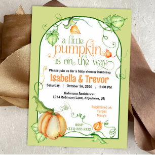 Little Pumpkin Autumn Gender Neutral Baby Shower Invitation