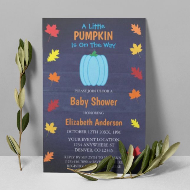Little Pumpkin Autumn Leaves Baby Shower Invitation (Creator Uploaded)