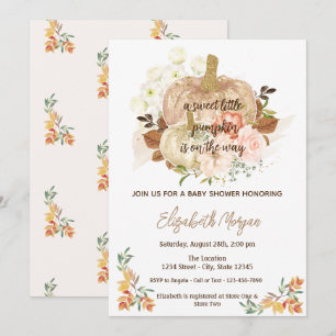 Little Pumpkin, Autumn Leaves Baby Shower  Invitation