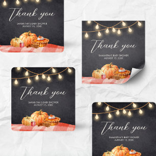 Little Pumpkin Autumn Picnic Baby Shower Square Sticker