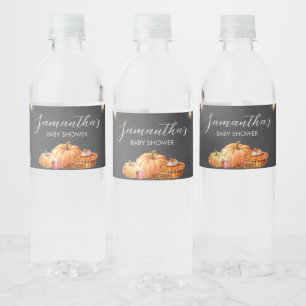 Little Pumpkin Autumn Picnic Baby Shower Water Bottle Label