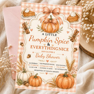 Little Pumpkin Autumn Sticks Cinnamon Pie bow Invitation