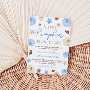 little pumpkin baby boy shower invitation