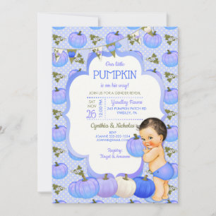 Little Pumpkin Baby Boy Shower Light Brunette Invitation