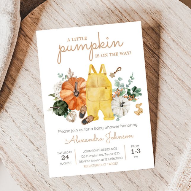 Little Pumpkin Baby Clothes Baby Shower Invitation (Gender Neutral Little Pumpkin Baby Shower Invitation)