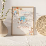 Little Pumpkin Baby Shower Blue Boy Welcome Poster<br><div class="desc">Cute blue and pastel baby shower welcome sign "A sweet little pumpkin is on the way" featuring watercolor pumpkin and flower design compositions.</div>