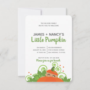 little pumpkin BABY SHOWER boy girl dark skin tone Invitation