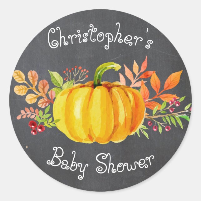 Little Pumpkin Baby Shower chalkboard Sticker (Front)