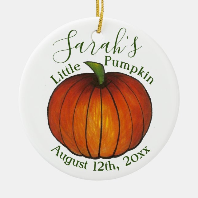 Little Pumpkin Baby Shower Christening Autumn Fall Ceramic Ornament (Front)
