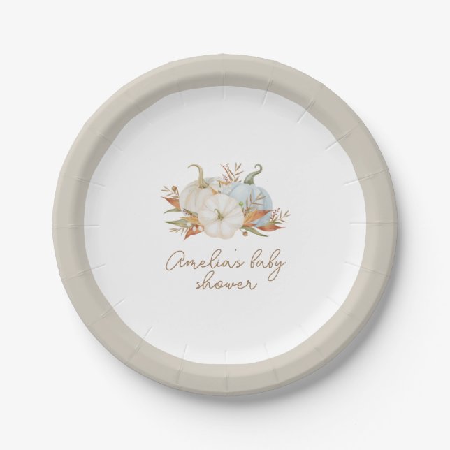 Little Pumpkin Baby Shower Custom Paper Plate (Front)