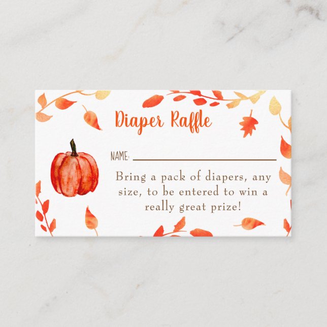 Little Pumpkin Baby Shower Diaper Raffle Game Fall Enclosure Card (Front)
