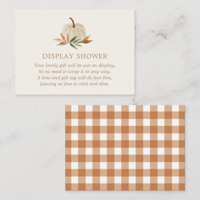 Little Pumpkin Baby Shower Display Shower Enclosure Card (Front/Back)