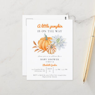 Little Pumpkin Baby Shower Elegant Simple Modern I Postcard