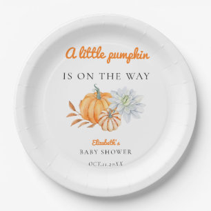 Little Pumpkin Baby Shower Elegant Simple Modern  Paper Plate