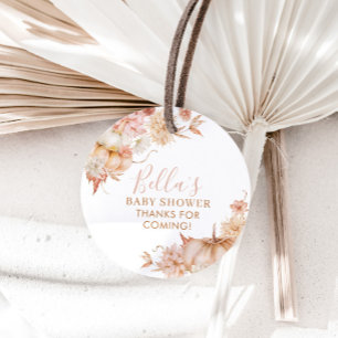 Little Pumpkin Baby Shower Fall Pink Floral Favour Tags