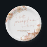 Little Pumpkin Baby Shower Fall Pink Floral  Paper Plate<br><div class="desc">A little Pumpkin is on the way! Cute pink floral fall baby shower party plates. Perfect for your fall baby shower,  matching items available.</div>