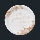 Little Pumpkin Baby Shower Fall Pink Floral  Paper Plate<br><div class="desc">A little Pumpkin is on the way! Cute pink floral fall baby shower party plates. Perfect for your fall baby shower,  matching items available.</div>