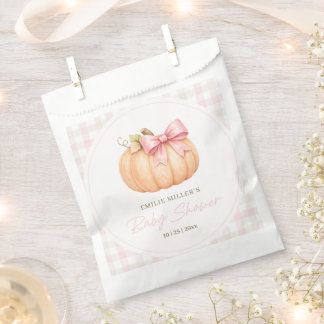 Little Pumpkin Baby Shower Fall Pink Pumpkin Bow Favour Bag