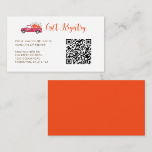 Little Pumpkin Baby Shower Gift Registry QR Code  Enclosure Card