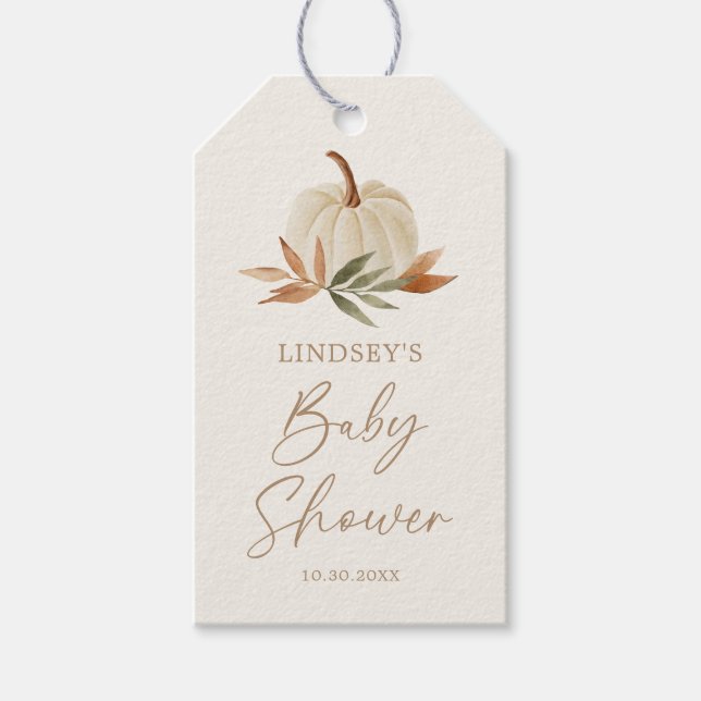 Little Pumpkin Baby Shower Gift Tags (Front)