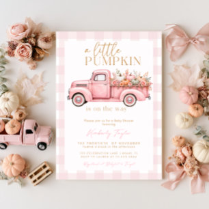 Little Pumpkin Baby Shower Girl Pink Truck Fall Invitation