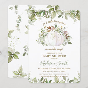 Little Pumpkin Baby Shower Greenery Gender Neutral Invitation