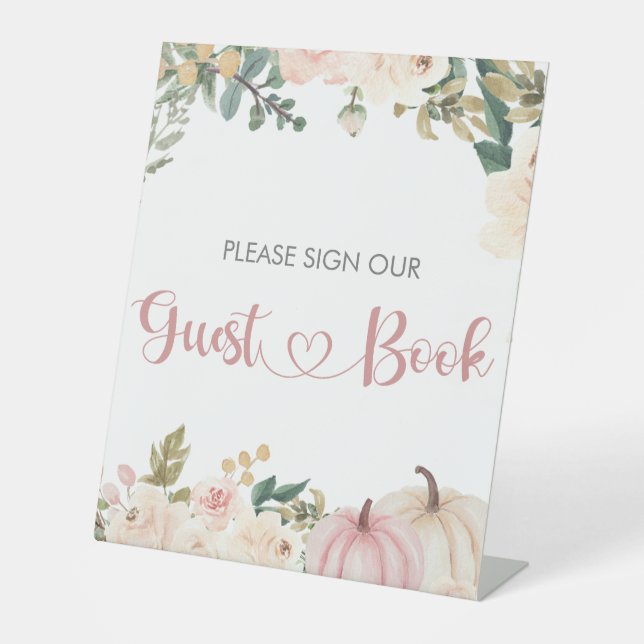 Little Pumpkin Baby Shower Guest Book Sign (Front)