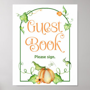 Little Pumpkin Baby Shower Guest Book Table Sign