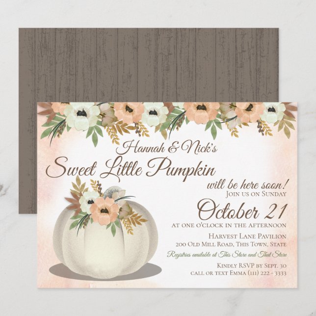 Little Pumpkin Baby Shower Invitation (Front/Back)