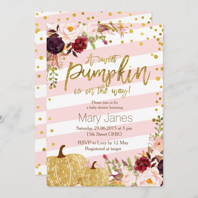 Little Pumpkin Baby Shower Invitation (Front/Back)